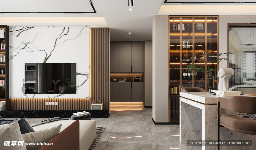 现代简约高级感新中式复古风客厅