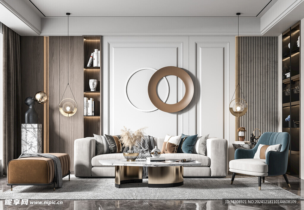 现代简约高级感新中式复古风客厅