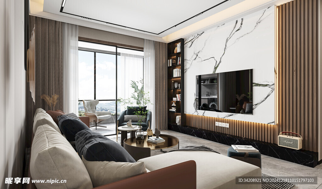 现代简约高级感新中式复古风客厅