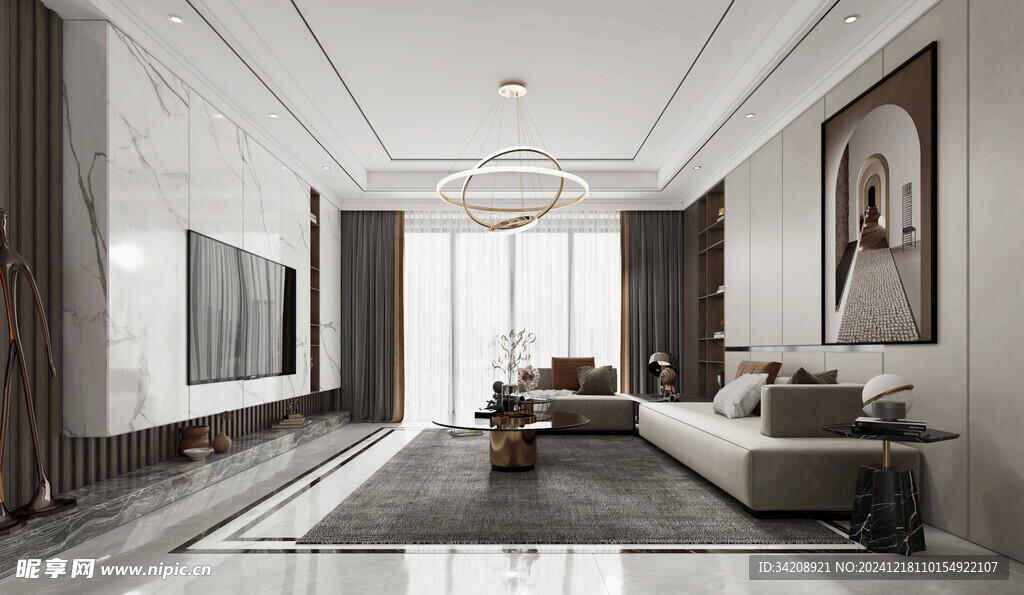 现代简约高级感新中式复古风客厅