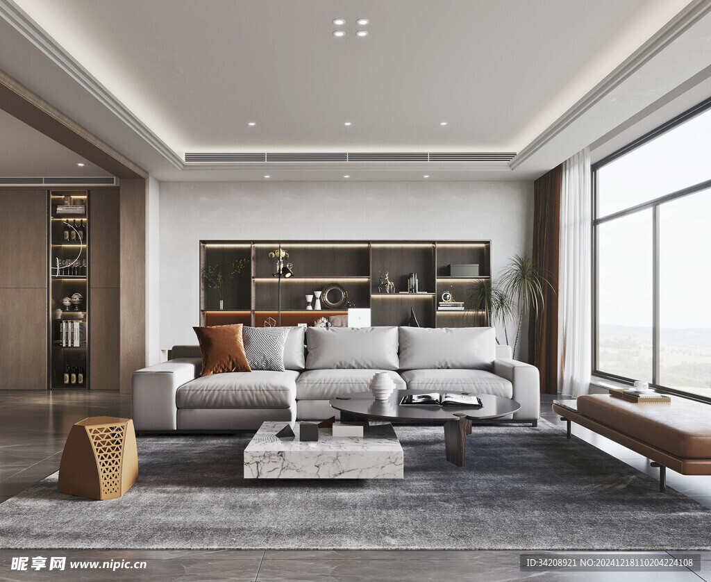 现代简约高级感新中式复古风客厅