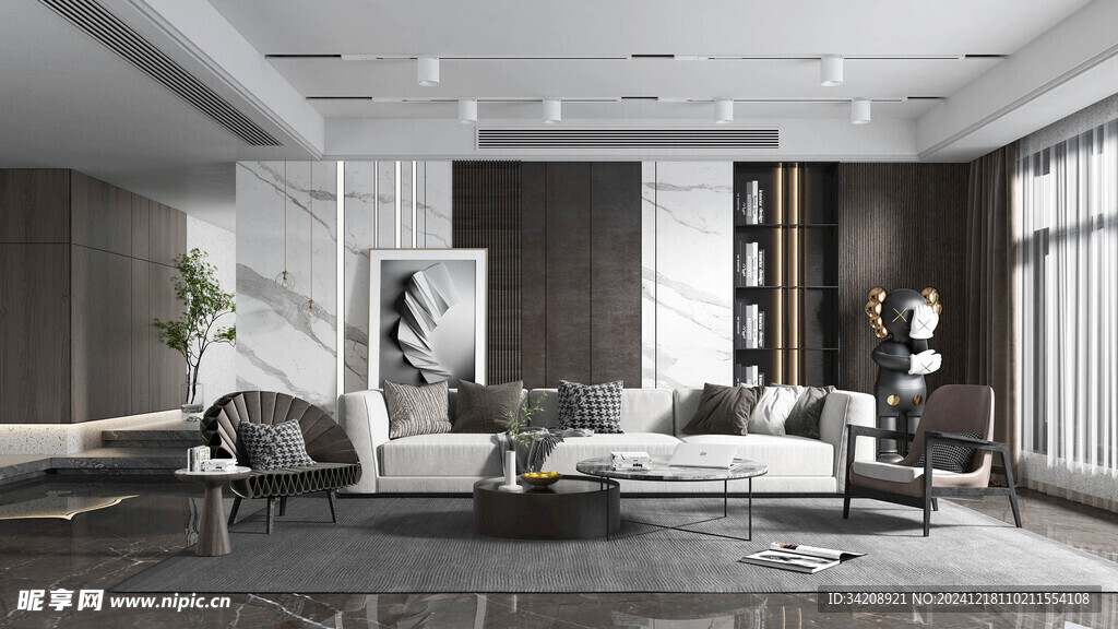 现代简约高级感新中式复古风客厅