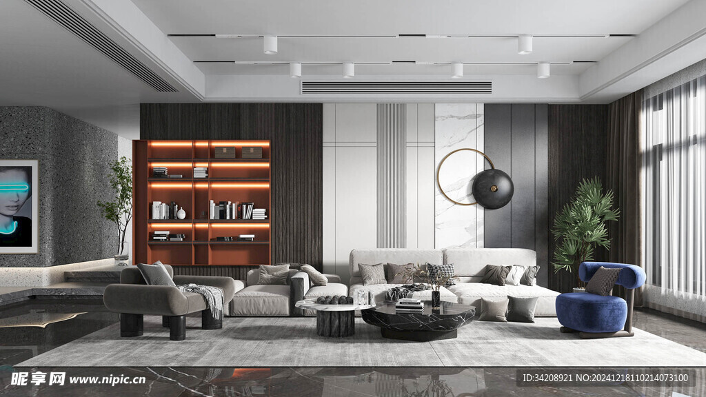 现代简约高级感新中式复古风客厅