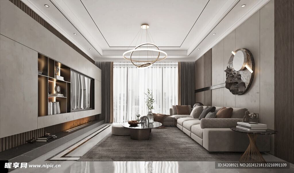 现代简约高级感新中式复古风客厅