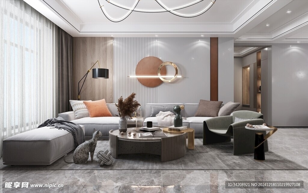 现代简约高级感新中式复古风客厅