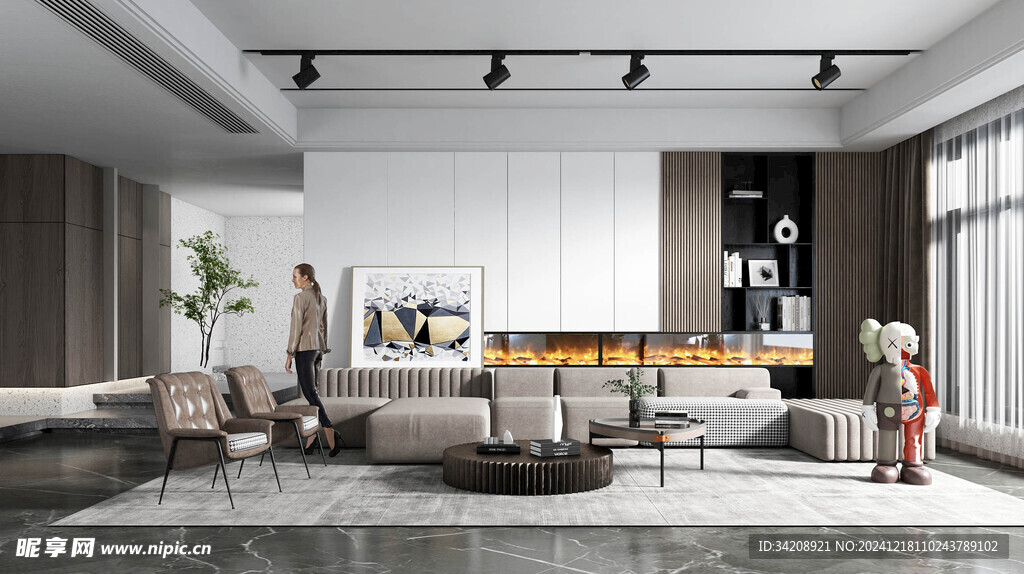 现代简约高级感新中式复古风客厅