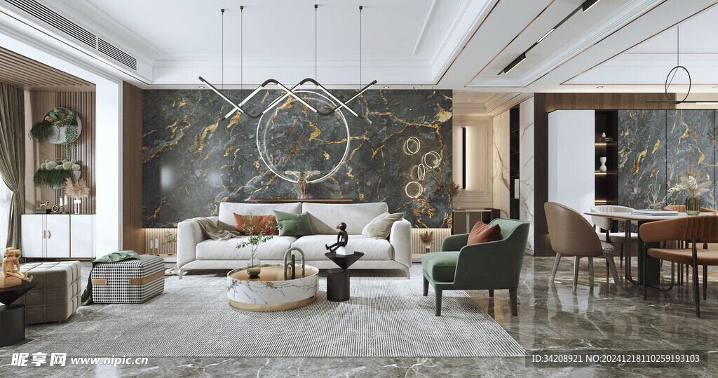 现代简约高级感新中式复古风客厅