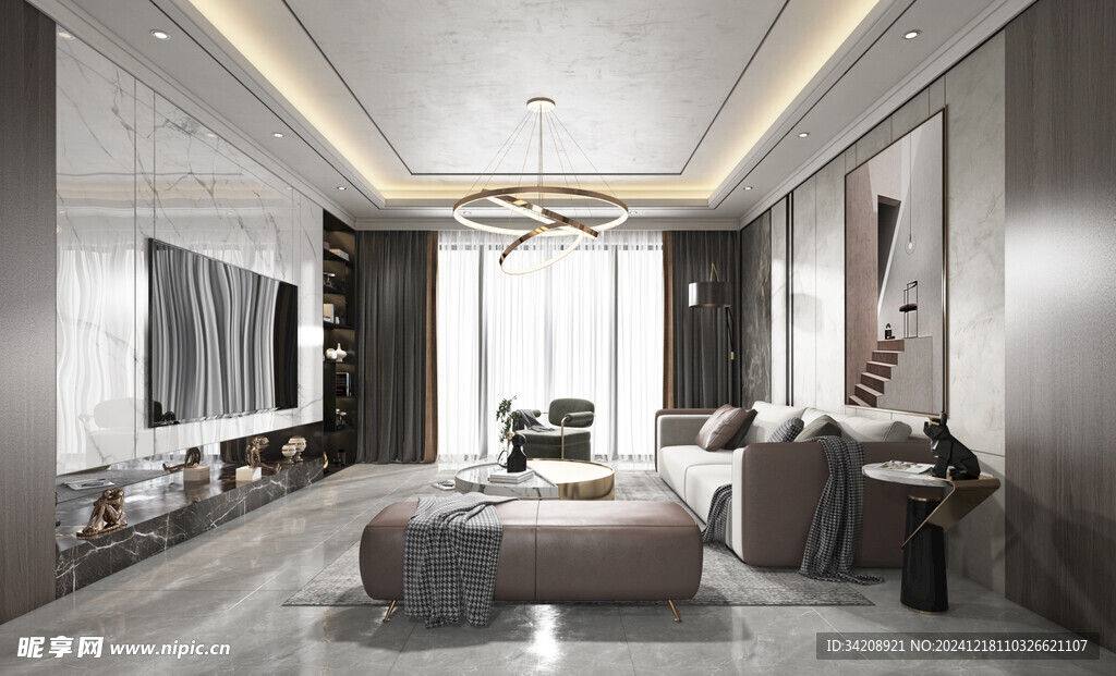 现代简约高级感新中式复古风客厅