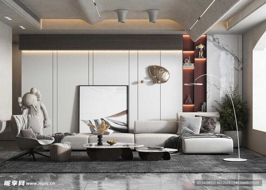 现代简约高级感新中式复古风客厅