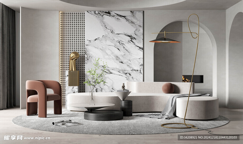 现代简约高级感新中式复古风客厅