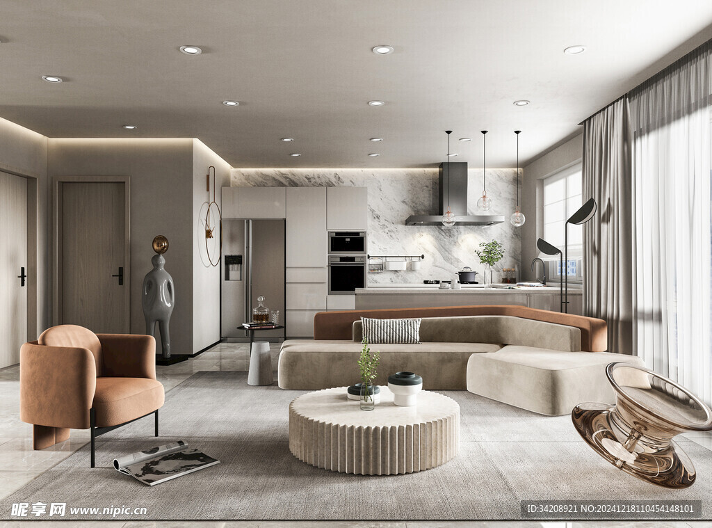 现代简约高级感新中式复古风客厅