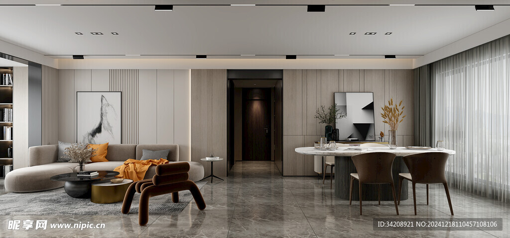 现代简约高级感新中式复古风客厅