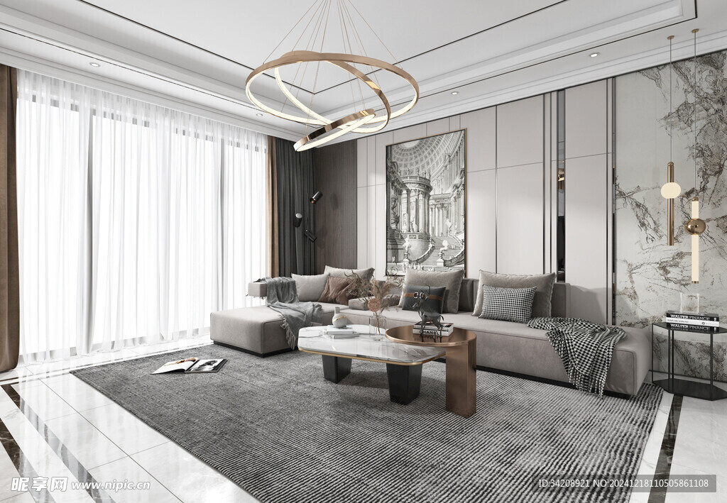 现代简约高级感新中式复古风客厅