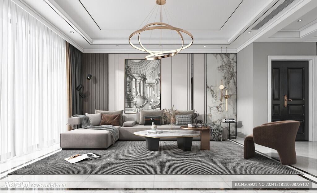 现代简约高级感新中式复古风客厅