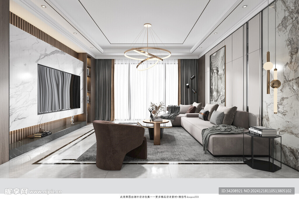 现代简约高级感新中式复古风客厅