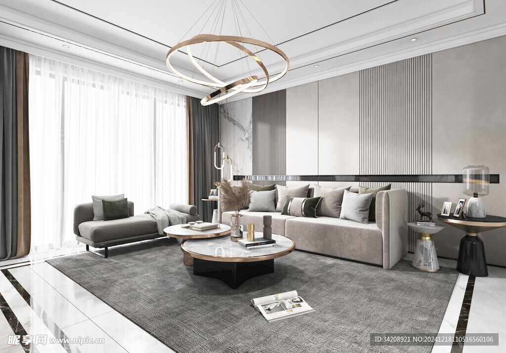 现代简约高级感新中式复古风客厅