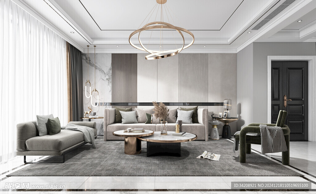 现代简约高级感新中式复古风客厅