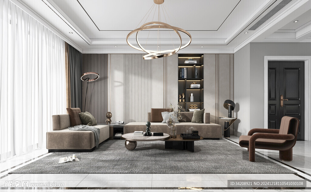 现代简约高级感新中式复古风客厅