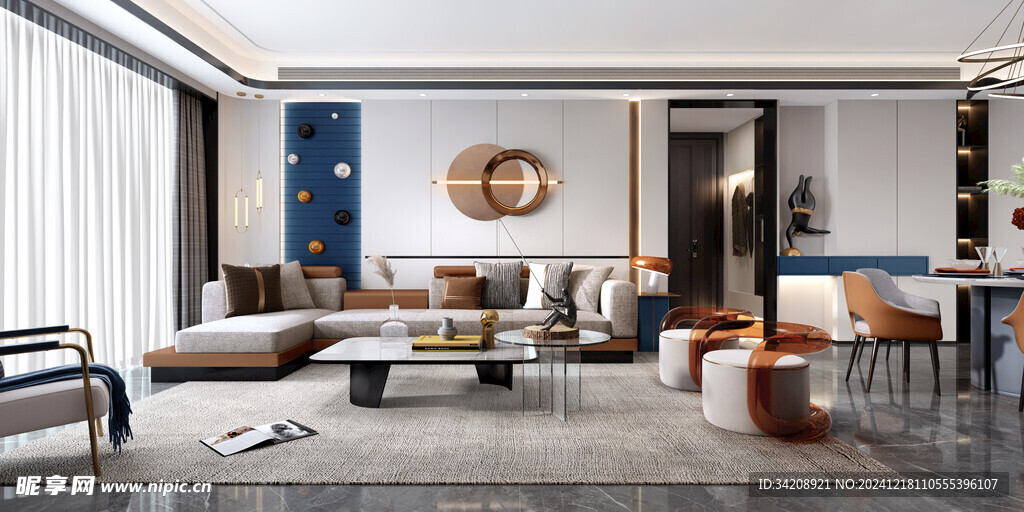 现代简约高级感新中式复古风客厅