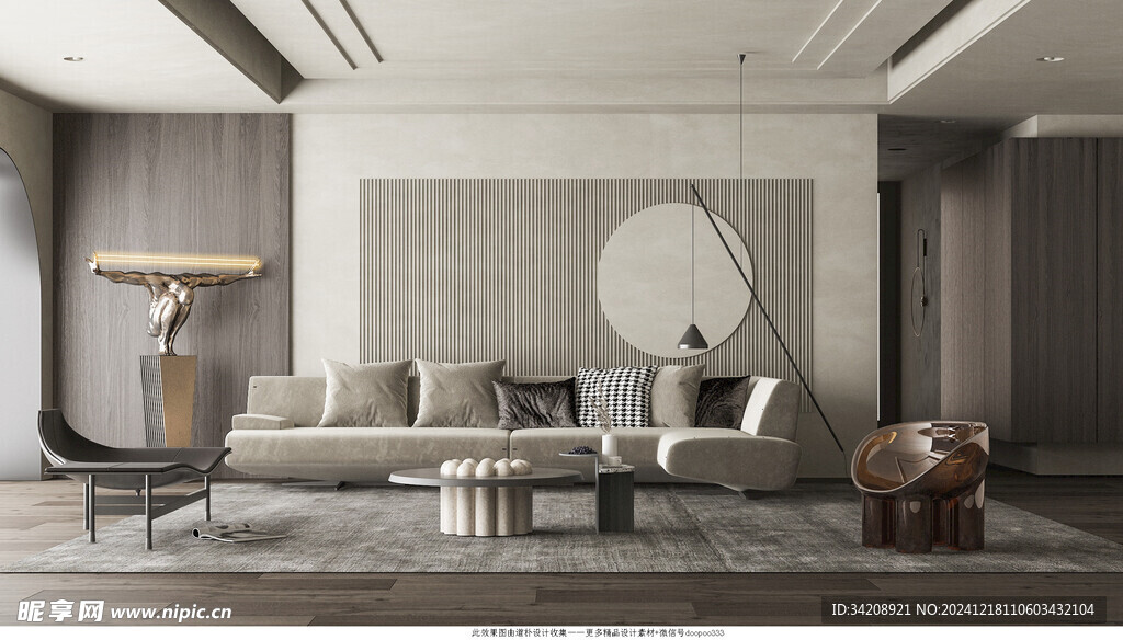 现代简约高级感新中式复古风客厅