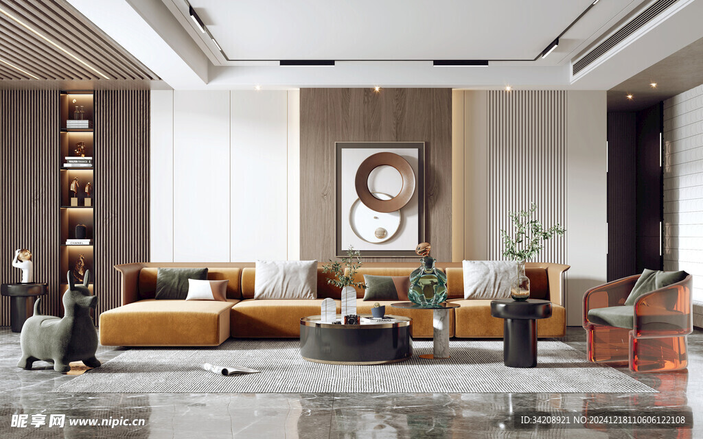 现代简约高级感新中式复古风客厅