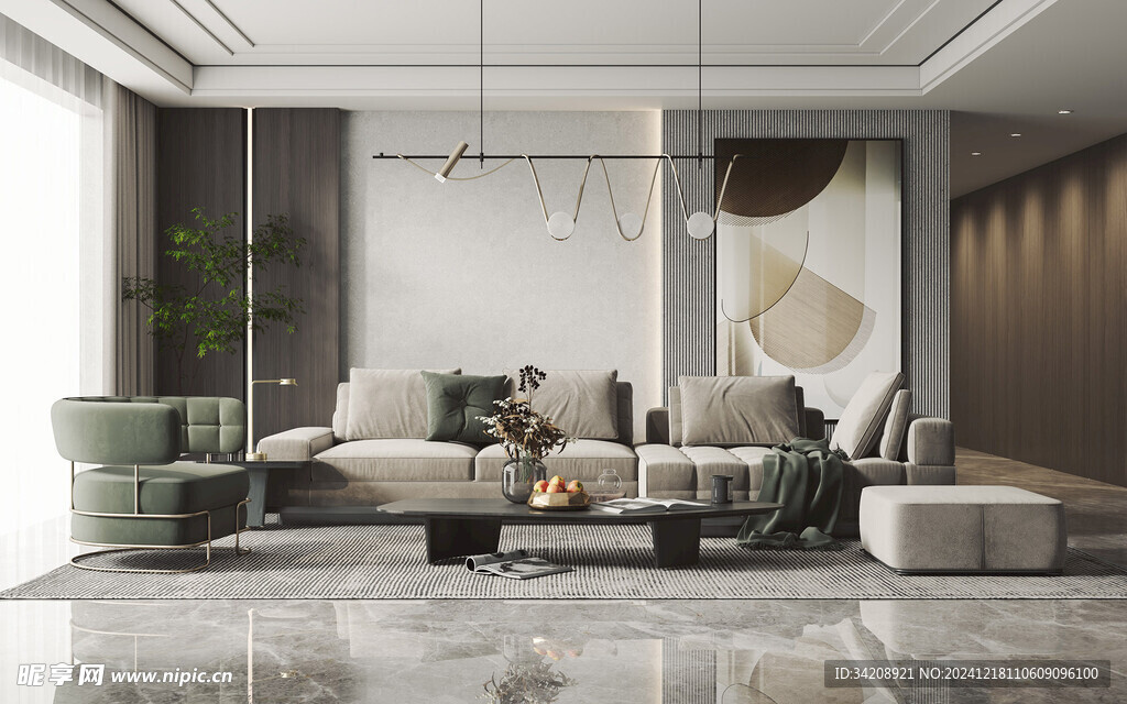 现代简约高级感新中式复古风客厅