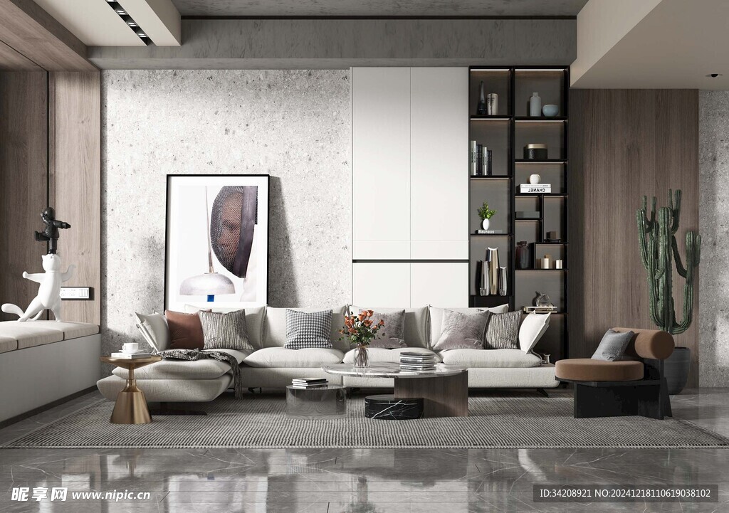 现代简约高级感新中式复古风客厅