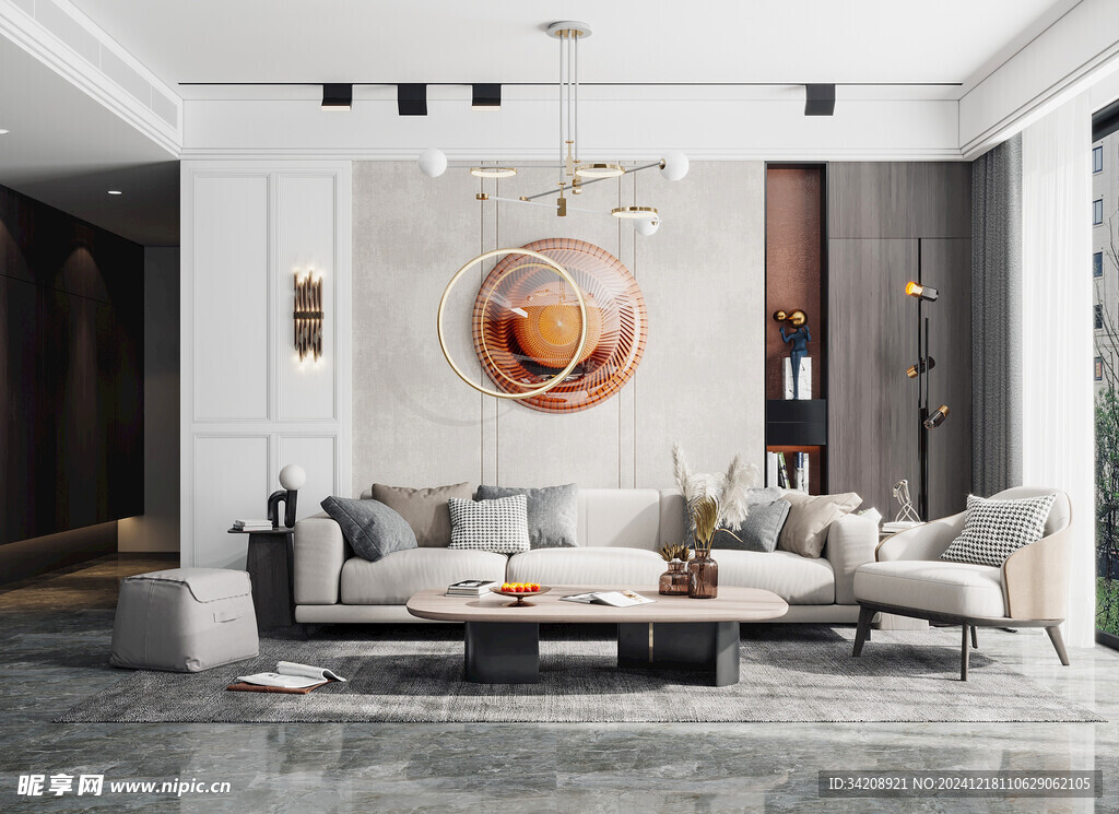 现代简约高级感新中式复古风客厅