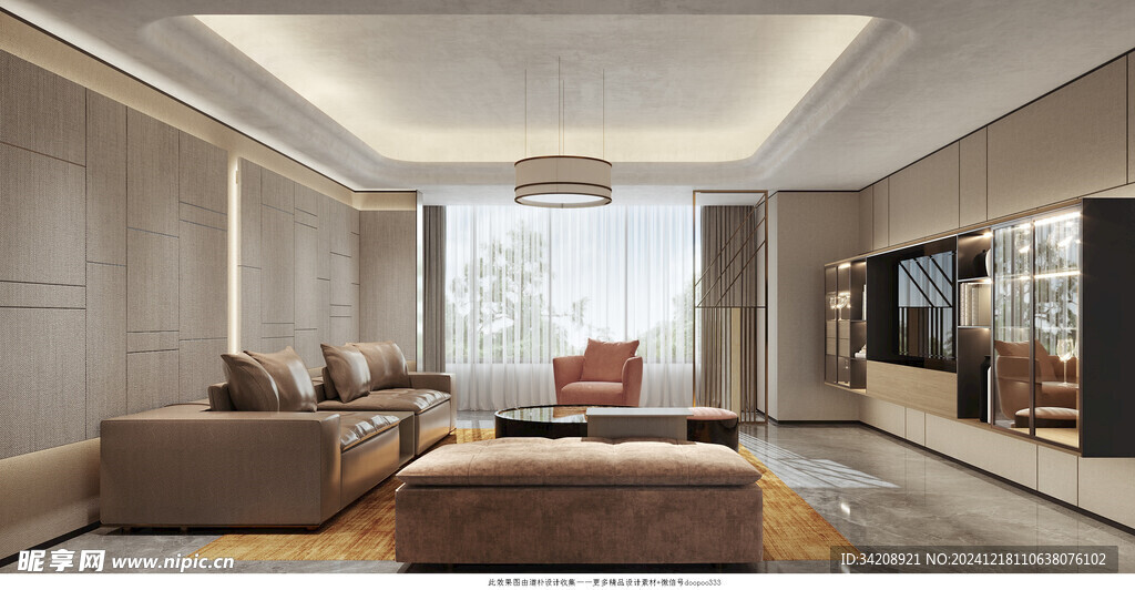 现代简约高级感新中式复古风客厅