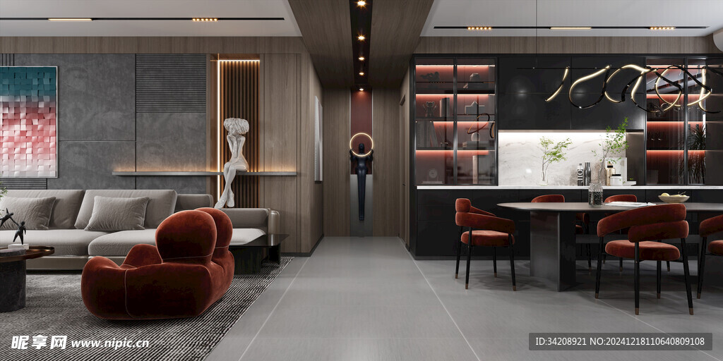 现代简约高级感新中式复古风客厅