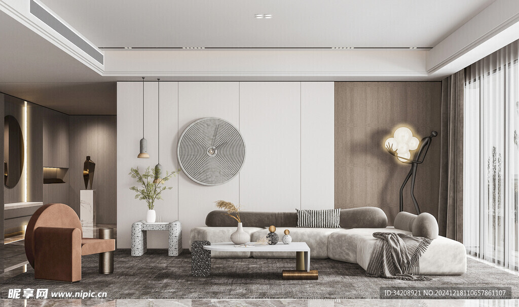 现代简约高级感新中式复古风客厅