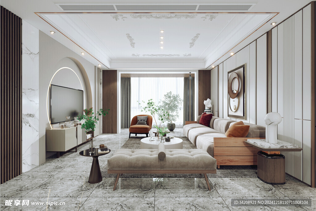 现代简约高级感新中式复古风客厅