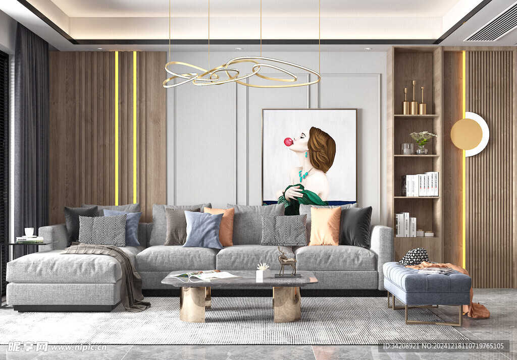 现代简约高级感新中式复古风客厅