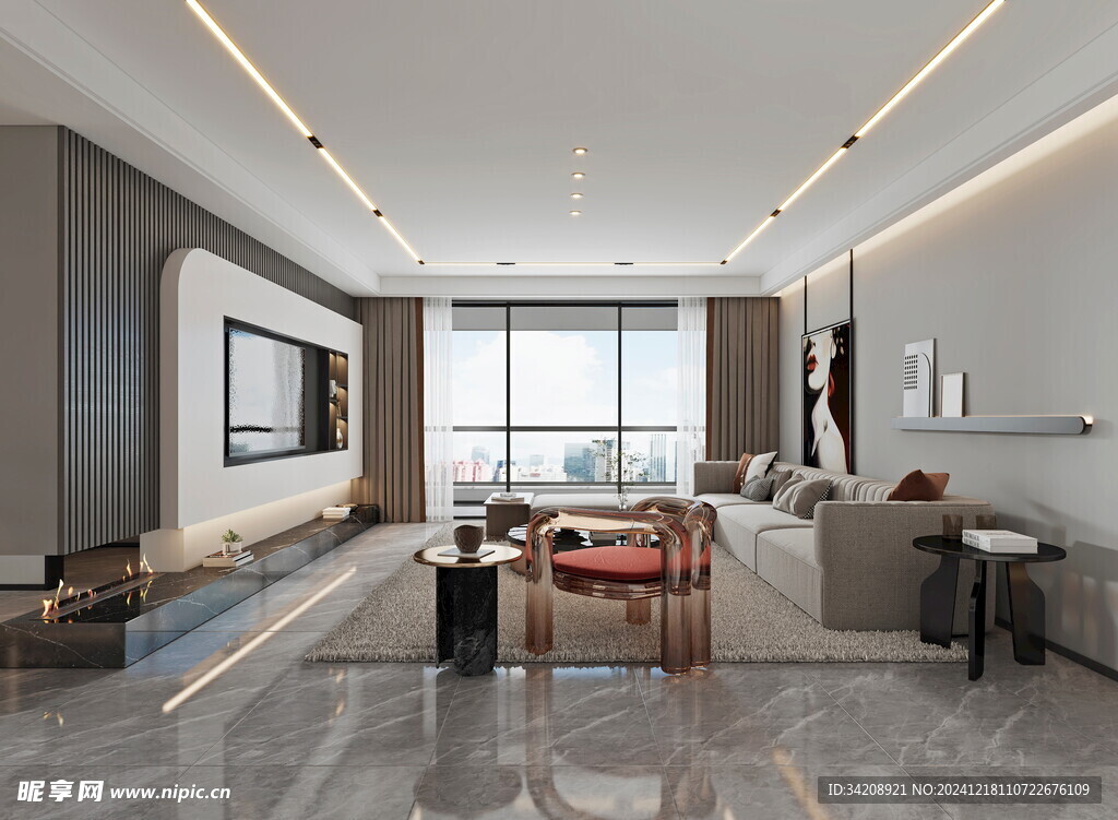 现代简约高级感新中式复古风客厅