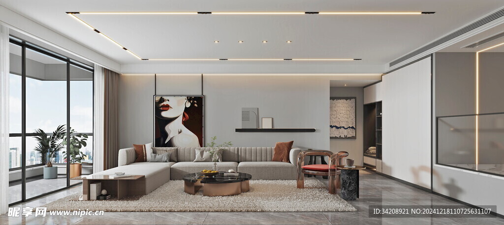 现代简约高级感新中式复古风客厅