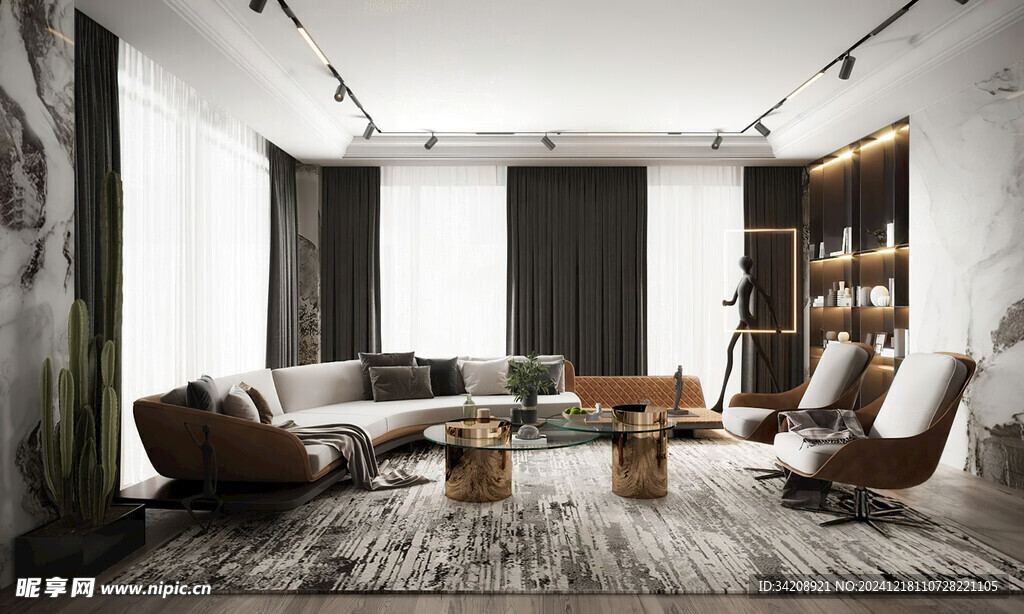 现代简约高级感新中式复古风客厅