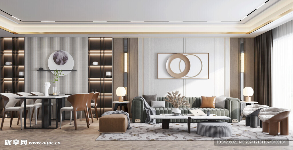 现代简约高级感新中式复古风客厅