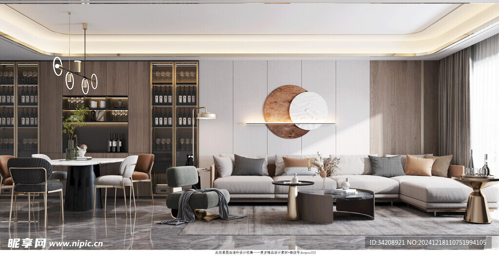 现代简约高级感新中式复古风客厅