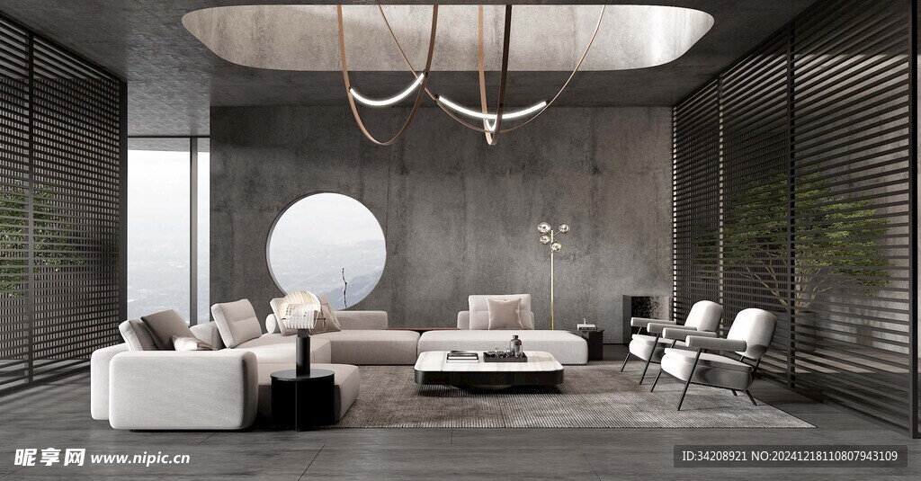 现代简约高级感新中式复古风客厅