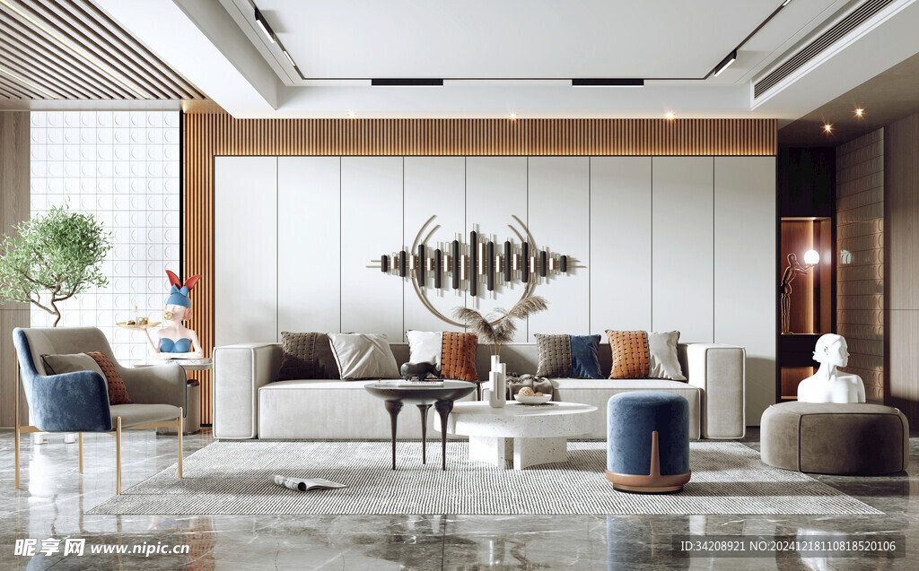 现代简约高级感新中式复古风客厅