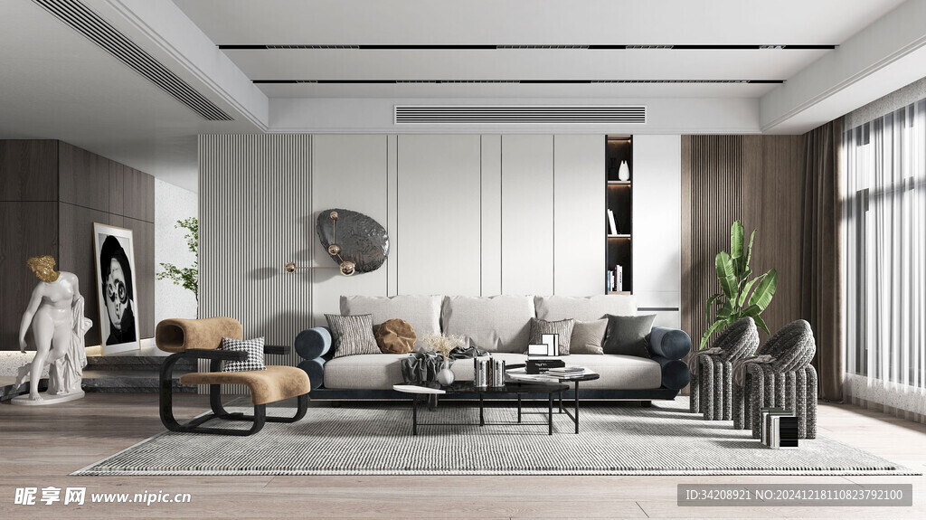 现代简约高级感新中式复古风客厅