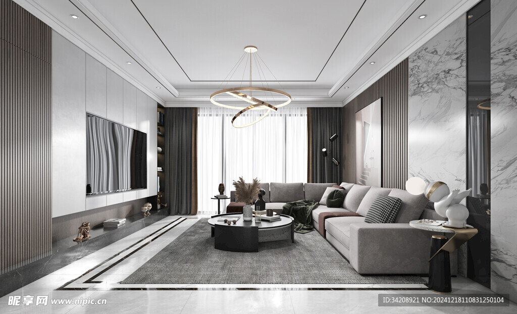 现代简约高级感新中式复古风客厅