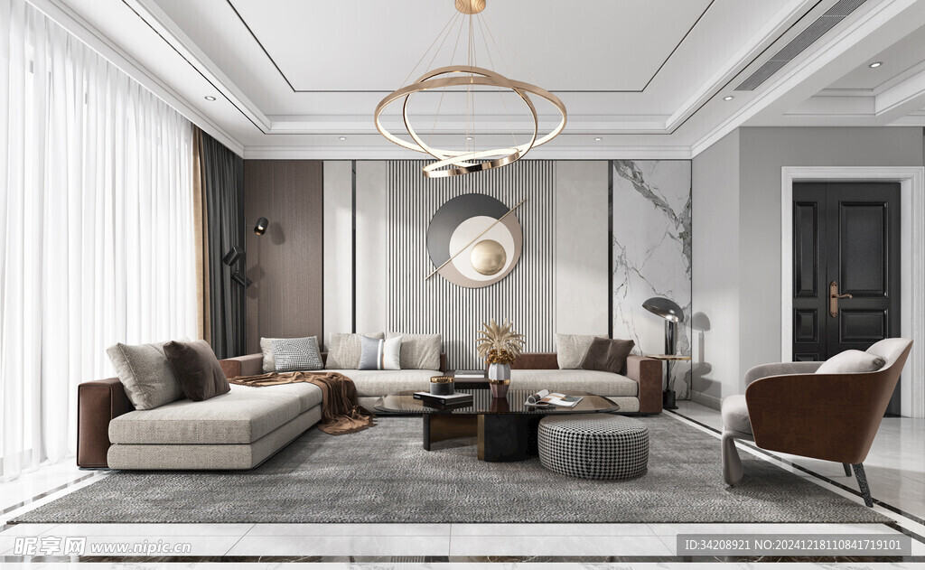 现代简约高级感新中式复古风客厅