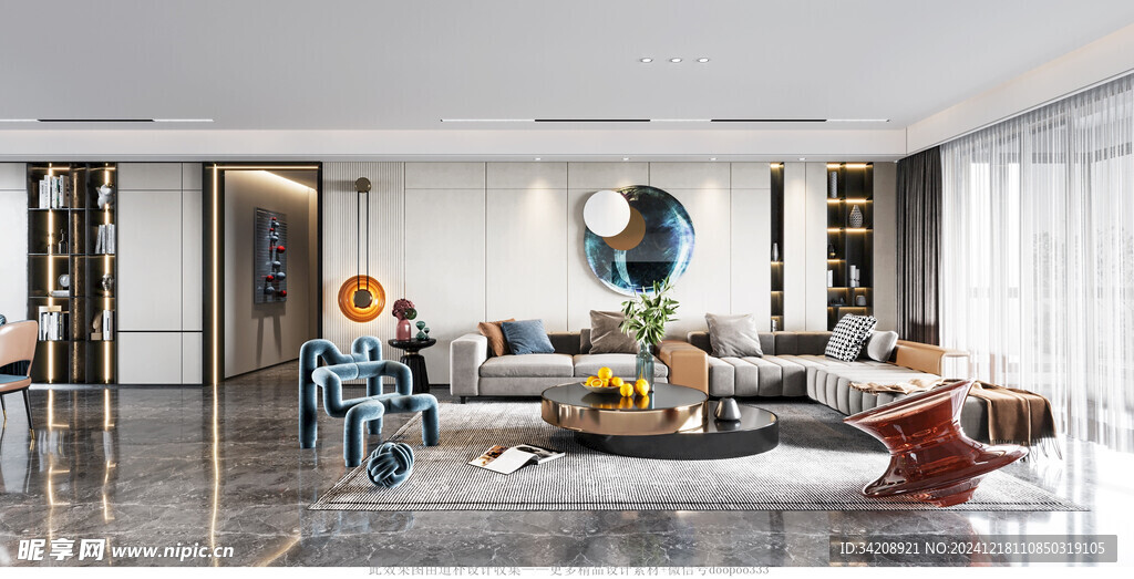 现代简约高级感新中式复古风客厅