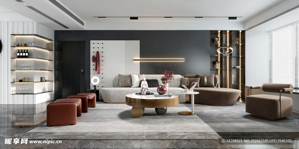 现代简约高级感新中式复古风客厅