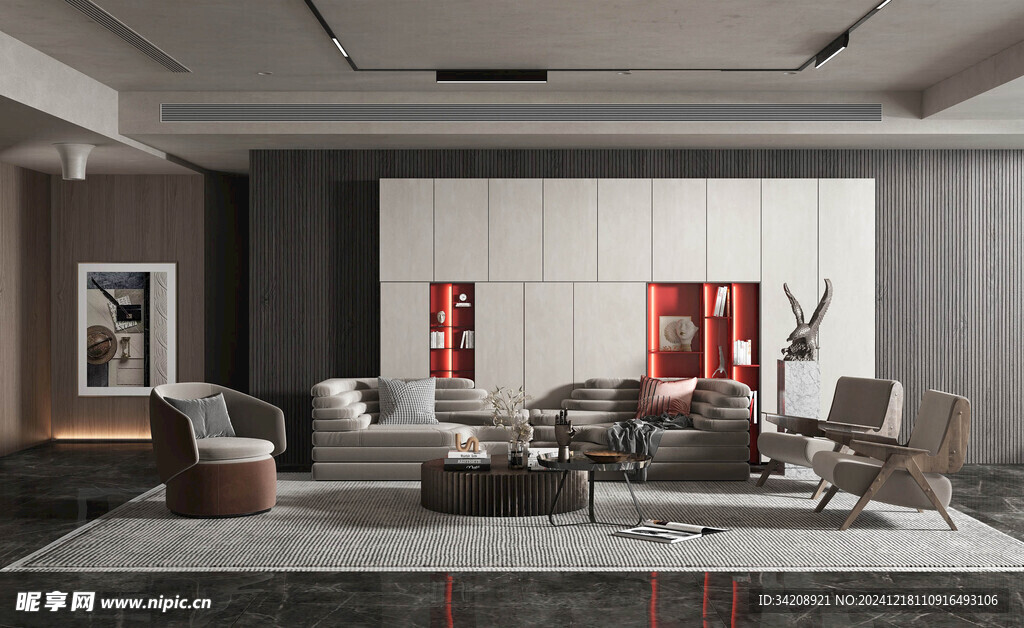 现代简约高级感新中式复古风客厅