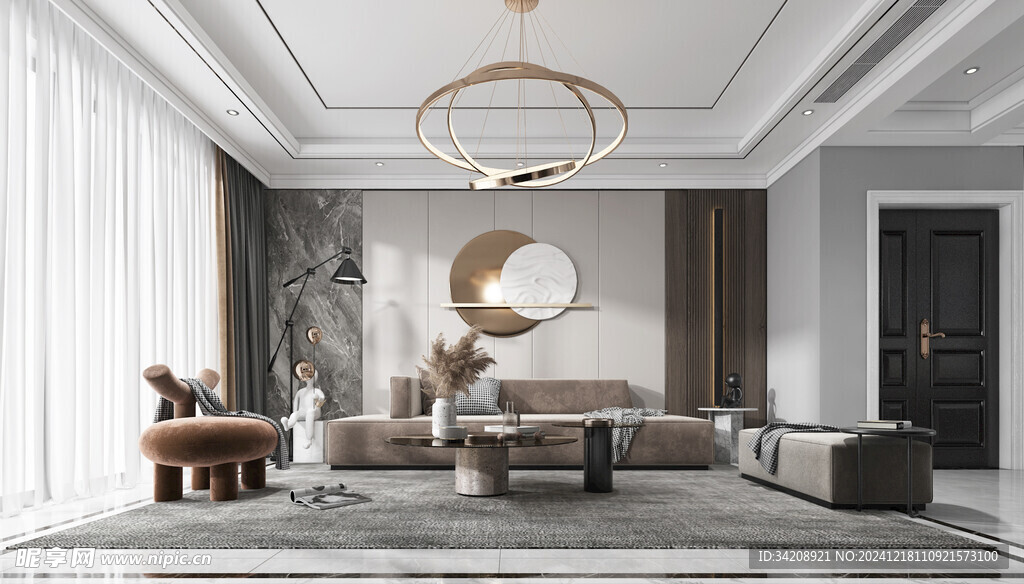 现代简约高级感新中式复古风客厅