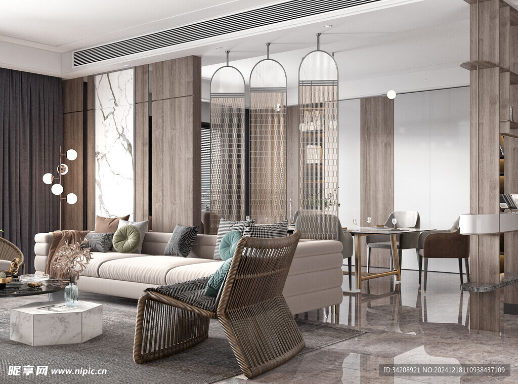 现代简约高级感新中式复古风客厅