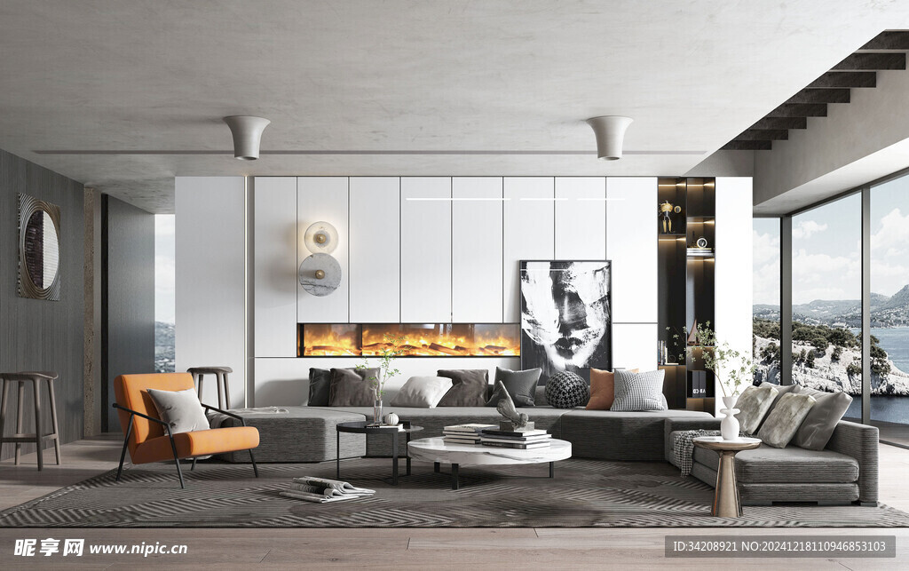 现代简约高级感新中式复古风客厅