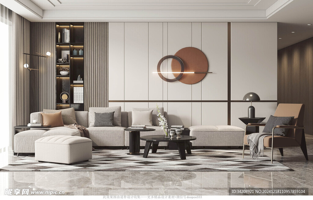 现代简约高级感新中式复古风客厅